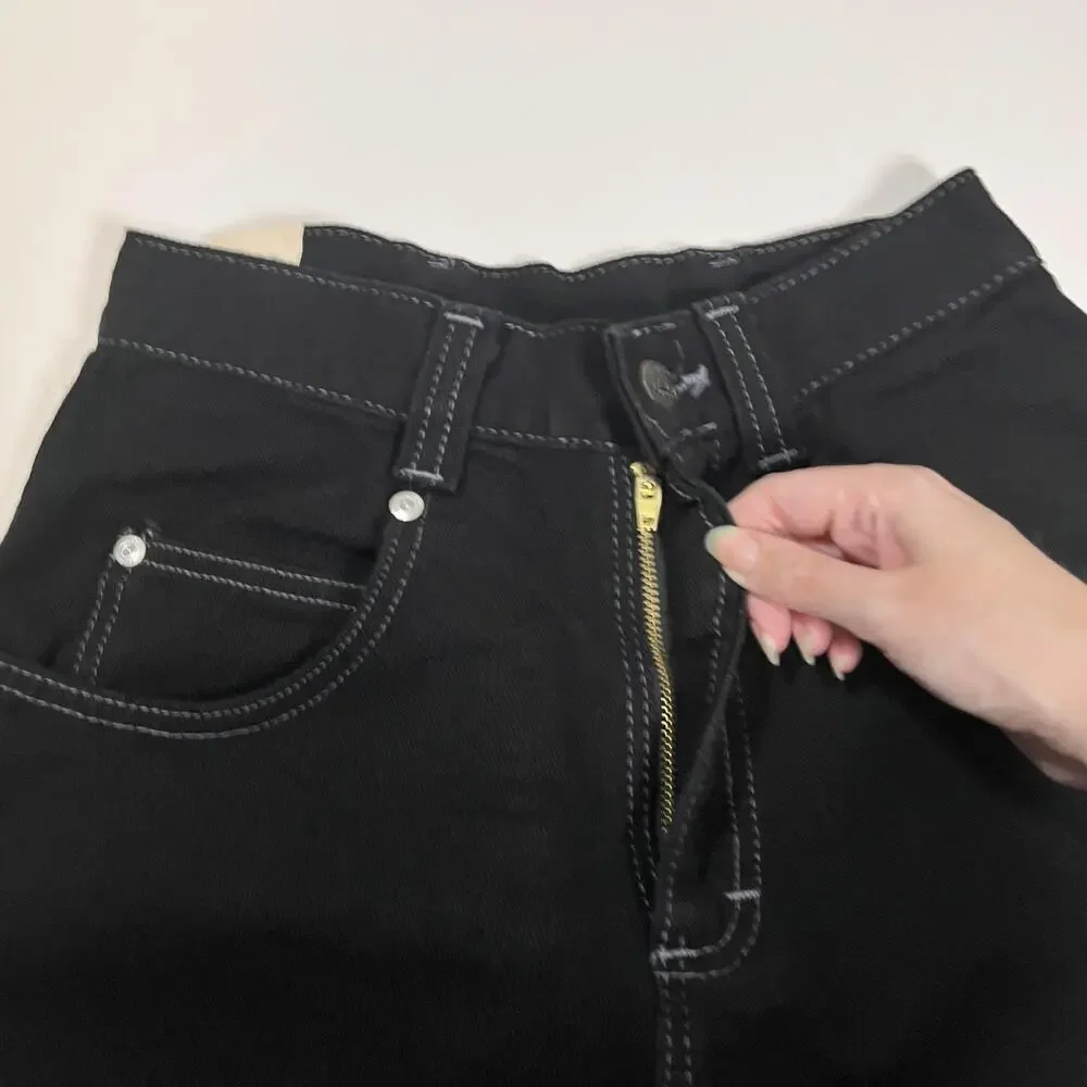 Lee Pipes Jeans Youth Medium Black Double Black Wide Leg Carpenter Y2K Skate